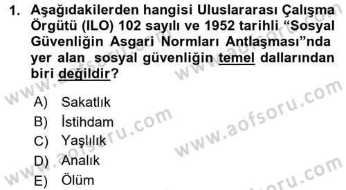 Sağlık Sigortacılığı Dersi 2023 - 2024 Yılı (Final) Dönem Sonu Sınav Soruları 1. Soru