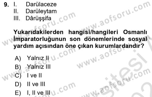 Sağlık Sigortacılığı Dersi 2023 - 2024 Yılı (Final) Dönem Sonu Sınav Soruları 9. Soru