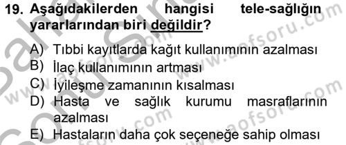 Sağlık Kurumlarında Finansal Yönetim Dersi 2012 - 2013 Yılı (Final) Dönem Sonu Sınav Soruları 19. Soru