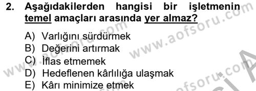 Sağlık Kurumlarında Finansal Yönetim Dersi 2012 - 2013 Yılı (Final) Dönem Sonu Sınav Soruları 2. Soru