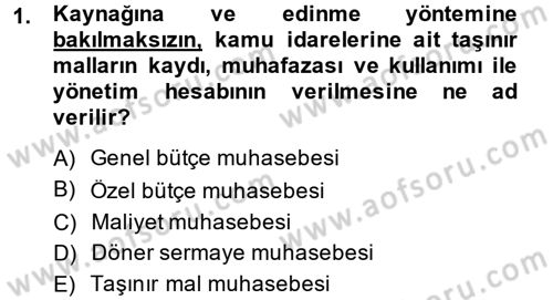 Sağlık Kurumlarında Finansal Yönetim Dersi 2013 - 2014 Yılı (Vize) Ara Sınav Soruları 1. Soru