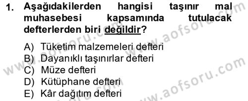 Sağlık Kurumlarında Finansal Yönetim Dersi 2013 - 2014 Yılı (Final) Dönem Sonu Sınav Soruları 1. Soru