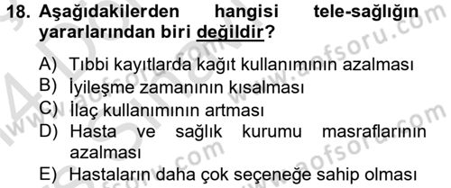 Sağlık Kurumlarında Finansal Yönetim Dersi 2013 - 2014 Yılı Tek Ders Sınav Soruları 18. Soru