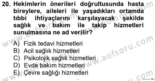 Sağlık Kurumlarında Finansal Yönetim Dersi 2013 - 2014 Yılı Tek Ders Sınav Soruları 20. Soru