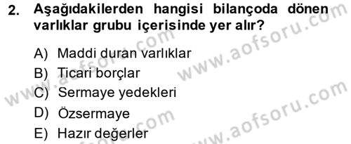 Sağlık Kurumlarında Finansal Yönetim Dersi 2014 - 2015 Yılı (Final) Dönem Sonu Sınav Soruları 2. Soru