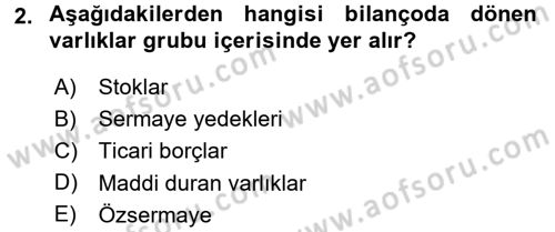 Sağlık Kurumlarında Finansal Yönetim Dersi 2015 - 2016 Yılı (Vize) Ara Sınav Soruları 2. Soru