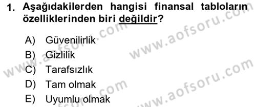 Sağlık Kurumlarında Finansal Yönetim Dersi 2015 - 2016 Yılı (Final) Dönem Sonu Sınav Soruları 1. Soru