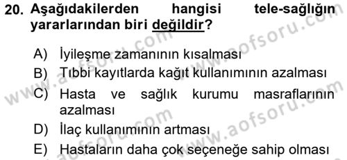 Sağlık Kurumlarında Finansal Yönetim Dersi 2015 - 2016 Yılı (Final) Dönem Sonu Sınav Soruları 20. Soru