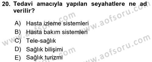 Sağlık Kurumlarında Finansal Yönetim Dersi 2016 - 2017 Yılı 3 Ders Sınav Soruları 20. Soru