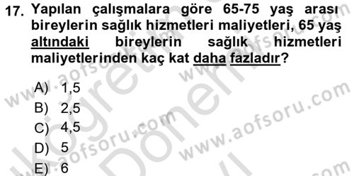 Sağlık Kurumlarında Finansal Yönetim Dersi 2016 - 2017 Yılı (Final) Dönem Sonu Sınav Soruları 17. Soru