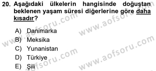 Sağlık Kurumlarında Finansal Yönetim Dersi 2016 - 2017 Yılı (Final) Dönem Sonu Sınav Soruları 20. Soru