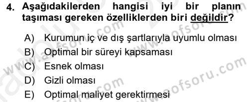 Sağlık Kurumlarında Finansal Yönetim Dersi 2017 - 2018 Yılı 3 Ders Sınav Soruları 4. Soru