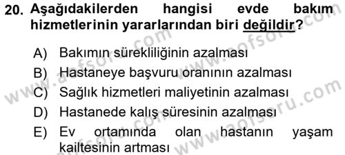 Sağlık Kurumlarında Finansal Yönetim Dersi 2017 - 2018 Yılı (Final) Dönem Sonu Sınav Soruları 20. Soru