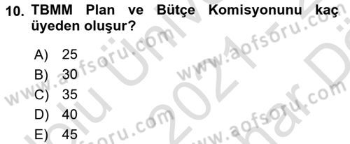 Sağlık Kurumlarında Finansal Yönetim Dersi 2021 - 2022 Yılı (Vize) Ara Sınav Soruları 10. Soru
