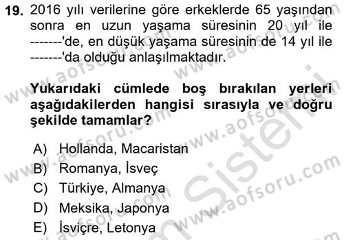 Sağlık Kurumlarında Finansal Yönetim Dersi 2024 - 2025 Yılı (Final) Dönem Sonu Sınav Soruları 19. Soru