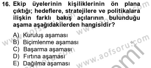 Sağlık Kurumlarında Kalite Yönetimi Dersi 2012 - 2013 Yılı (Vize) Ara Sınav Soruları 16. Soru