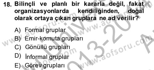 Sağlık Kurumlarında Kalite Yönetimi Dersi 2013 - 2014 Yılı (Vize) Ara Sınav Soruları 18. Soru