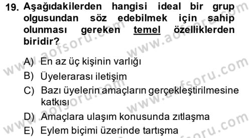 Sağlık Kurumlarında Kalite Yönetimi Dersi 2013 - 2014 Yılı (Vize) Ara Sınav Soruları 19. Soru