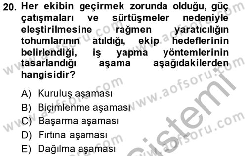 Sağlık Kurumlarında Kalite Yönetimi Dersi 2013 - 2014 Yılı (Vize) Ara Sınav Soruları 20. Soru