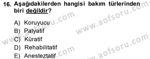 Sağlık Kurumlarında Kalite Yönetimi Dersi 2013 - 2014 Yılı (Final) Dönem Sonu Sınav Soruları 16. Soru