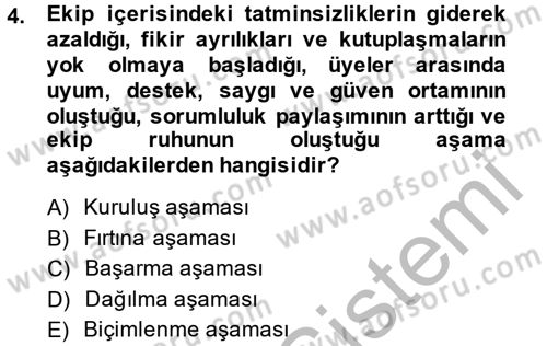 Sağlık Kurumlarında Kalite Yönetimi Dersi 2013 - 2014 Yılı (Final) Dönem Sonu Sınav Soruları 4. Soru