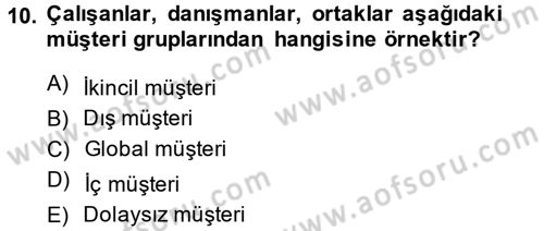 Sağlık Kurumlarında Kalite Yönetimi Dersi 2014 - 2015 Yılı (Vize) Ara Sınav Soruları 10. Soru