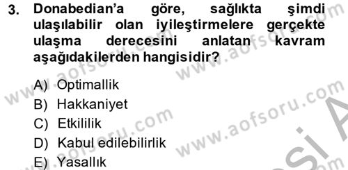 Sağlık Kurumlarında Kalite Yönetimi Dersi 2014 - 2015 Yılı (Vize) Ara Sınav Soruları 3. Soru