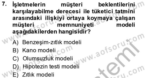 Sağlık Kurumlarında Kalite Yönetimi Dersi 2014 - 2015 Yılı (Vize) Ara Sınav Soruları 7. Soru