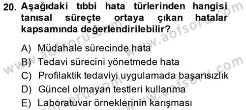 Sağlık Kurumlarında Kalite Yönetimi Dersi 2014 - 2015 Yılı (Final) Dönem Sonu Sınav Soruları 20. Soru