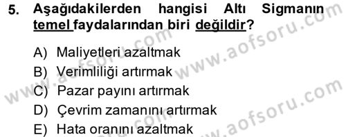 Sağlık Kurumlarında Kalite Yönetimi Dersi 2014 - 2015 Yılı (Final) Dönem Sonu Sınav Soruları 5. Soru