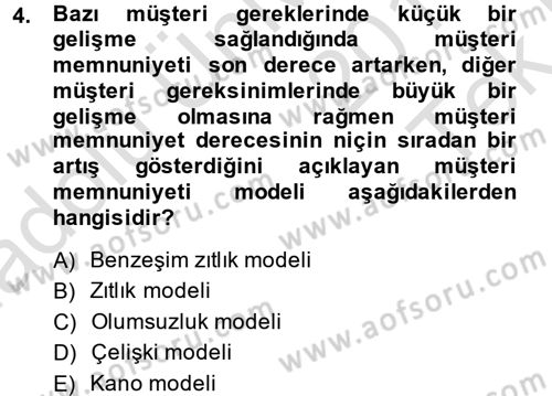 Sağlık Kurumlarında Kalite Yönetimi Dersi 2014 - 2015 Yılı Tek Ders Sınav Soruları 4. Soru