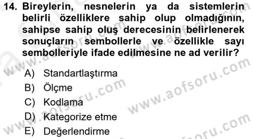 Sağlık Kurumlarında Kalite Yönetimi Dersi 2015 - 2016 Yılı (Vize) Ara Sınav Soruları 14. Soru