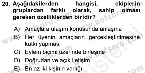 Sağlık Kurumlarında Kalite Yönetimi Dersi 2015 - 2016 Yılı (Vize) Ara Sınav Soruları 20. Soru