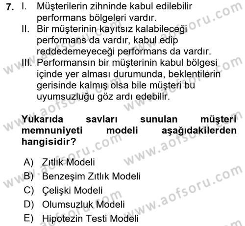 Sağlık Kurumlarında Kalite Yönetimi Dersi 2015 - 2016 Yılı (Vize) Ara Sınav Soruları 7. Soru
