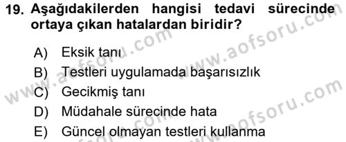 Sağlık Kurumlarında Kalite Yönetimi Dersi 2015 - 2016 Yılı (Final) Dönem Sonu Sınav Soruları 19. Soru