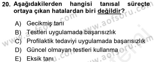 Sağlık Kurumlarında Kalite Yönetimi Dersi 2015 - 2016 Yılı Tek Ders Sınav Soruları 20. Soru
