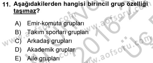 Sağlık Kurumlarında Kalite Yönetimi Dersi 2016 - 2017 Yılı 3 Ders Sınav Soruları 11. Soru