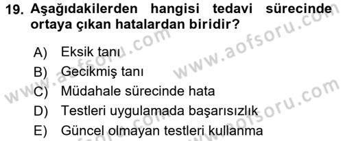 Sağlık Kurumlarında Kalite Yönetimi Dersi 2016 - 2017 Yılı 3 Ders Sınav Soruları 19. Soru