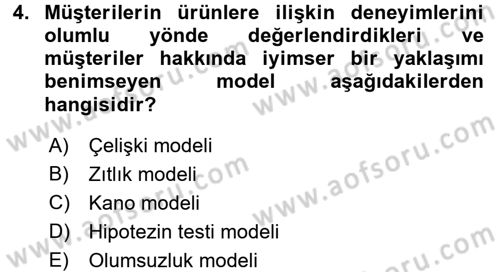 Sağlık Kurumlarında Kalite Yönetimi Dersi 2016 - 2017 Yılı 3 Ders Sınav Soruları 4. Soru