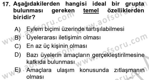 Sağlık Kurumlarında Kalite Yönetimi Dersi 2016 - 2017 Yılı (Vize) Ara Sınav Soruları 17. Soru