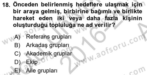 Sağlık Kurumlarında Kalite Yönetimi Dersi 2016 - 2017 Yılı (Vize) Ara Sınav Soruları 18. Soru