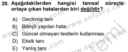 Sağlık Kurumlarında Kalite Yönetimi Dersi 2016 - 2017 Yılı (Final) Dönem Sonu Sınav Soruları 20. Soru