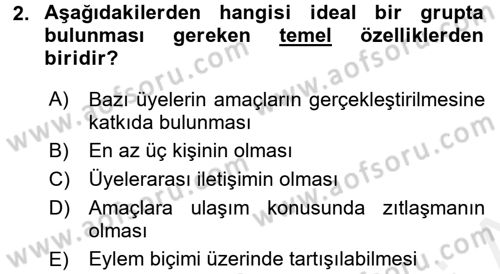Sağlık Kurumlarında Kalite Yönetimi Dersi 2017 - 2018 Yılı 3 Ders Sınav Soruları 2. Soru