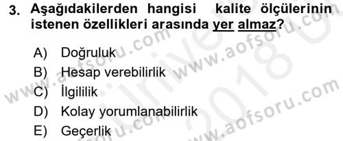 Sağlık Kurumlarında Kalite Yönetimi Dersi 2017 - 2018 Yılı 3 Ders Sınav Soruları 3. Soru