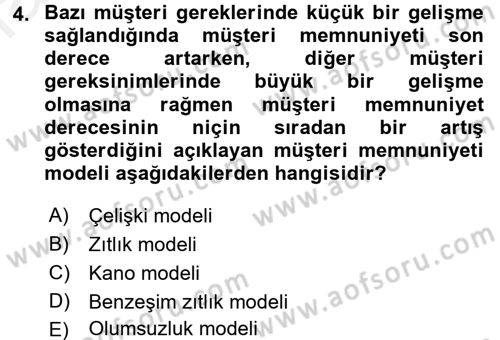 Sağlık Kurumlarında Kalite Yönetimi Dersi 2017 - 2018 Yılı 3 Ders Sınav Soruları 4. Soru