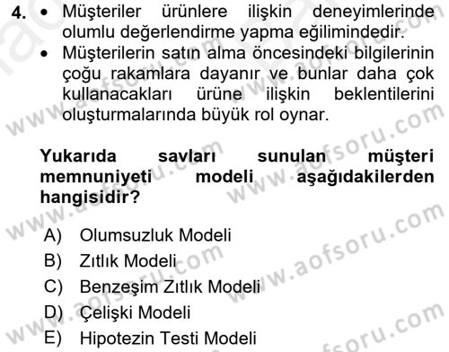 Sağlık Kurumlarında Kalite Yönetimi Dersi 2017 - 2018 Yılı (Vize) Ara Sınav Soruları 4. Soru