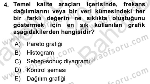Sağlık Kurumlarında Kalite Yönetimi Dersi 2023 - 2024 Yılı (Vize) Ara Sınav Soruları 4. Soru