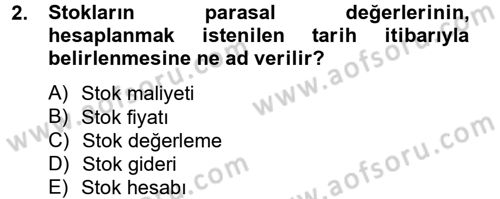 Sağlık Kurumlarında Maliyet Yönetimi Dersi 2012 - 2013 Yılı (Vize) Ara Sınav Soruları 2. Soru