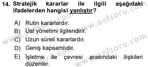 Sağlık Kurumlarında Maliyet Yönetimi Dersi 2015 - 2016 Yılı (Final) Dönem Sonu Sınav Soruları 14. Soru