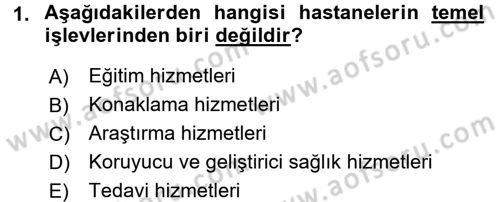 Sağlık Kurumlarında Maliyet Yönetimi Dersi 2016 - 2017 Yılı (Final) Dönem Sonu Sınav Soruları 1. Soru